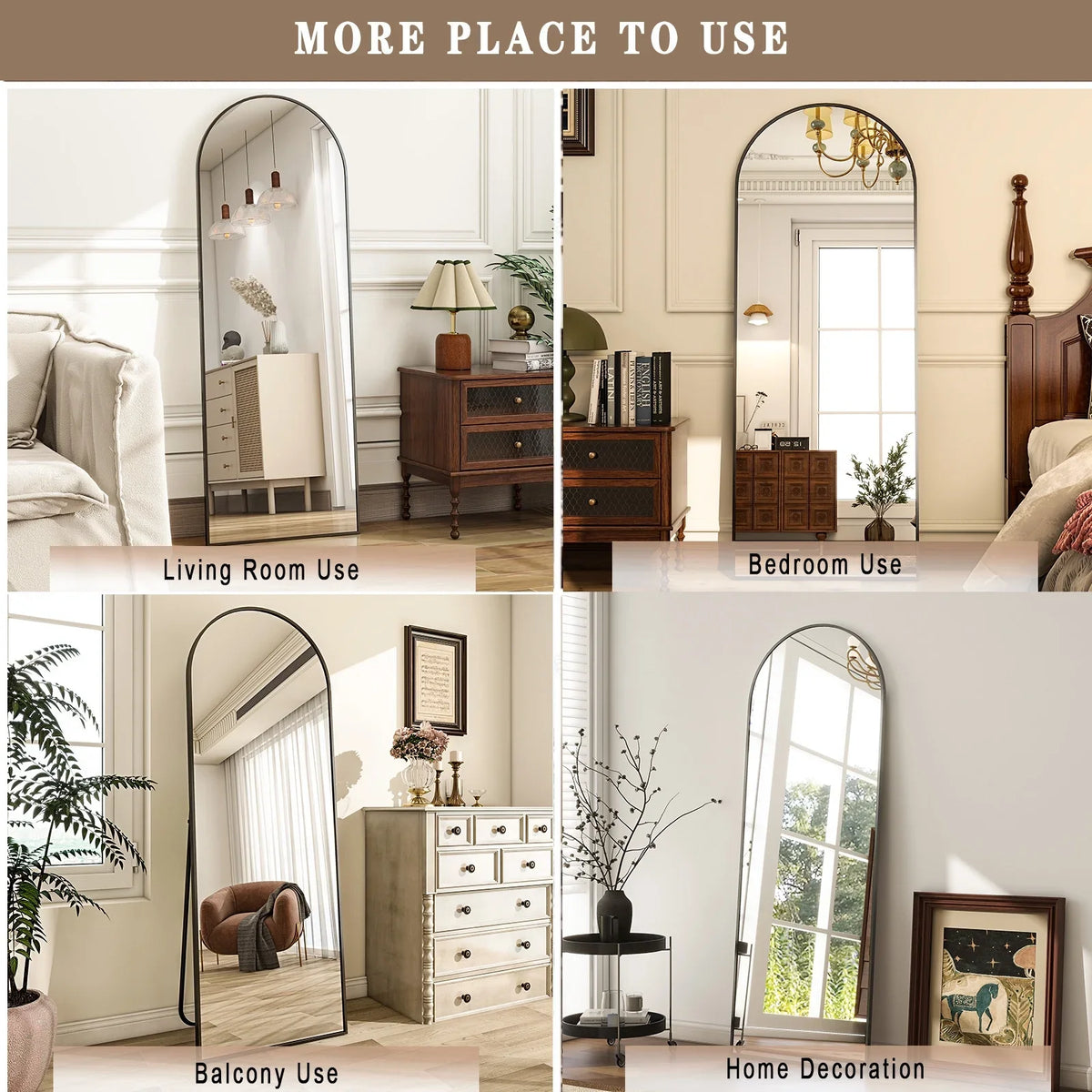 Arched Freestanding Full Length Mirror For Home Decor