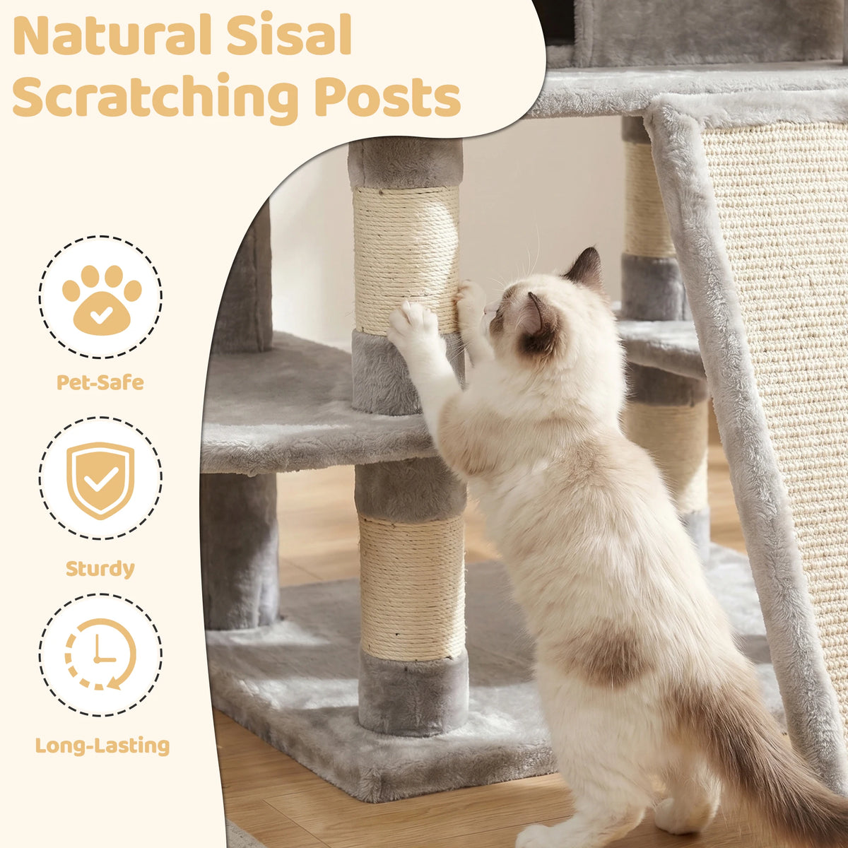 FOOWIN Cat Tree Tower With Scratching Posts And Condos