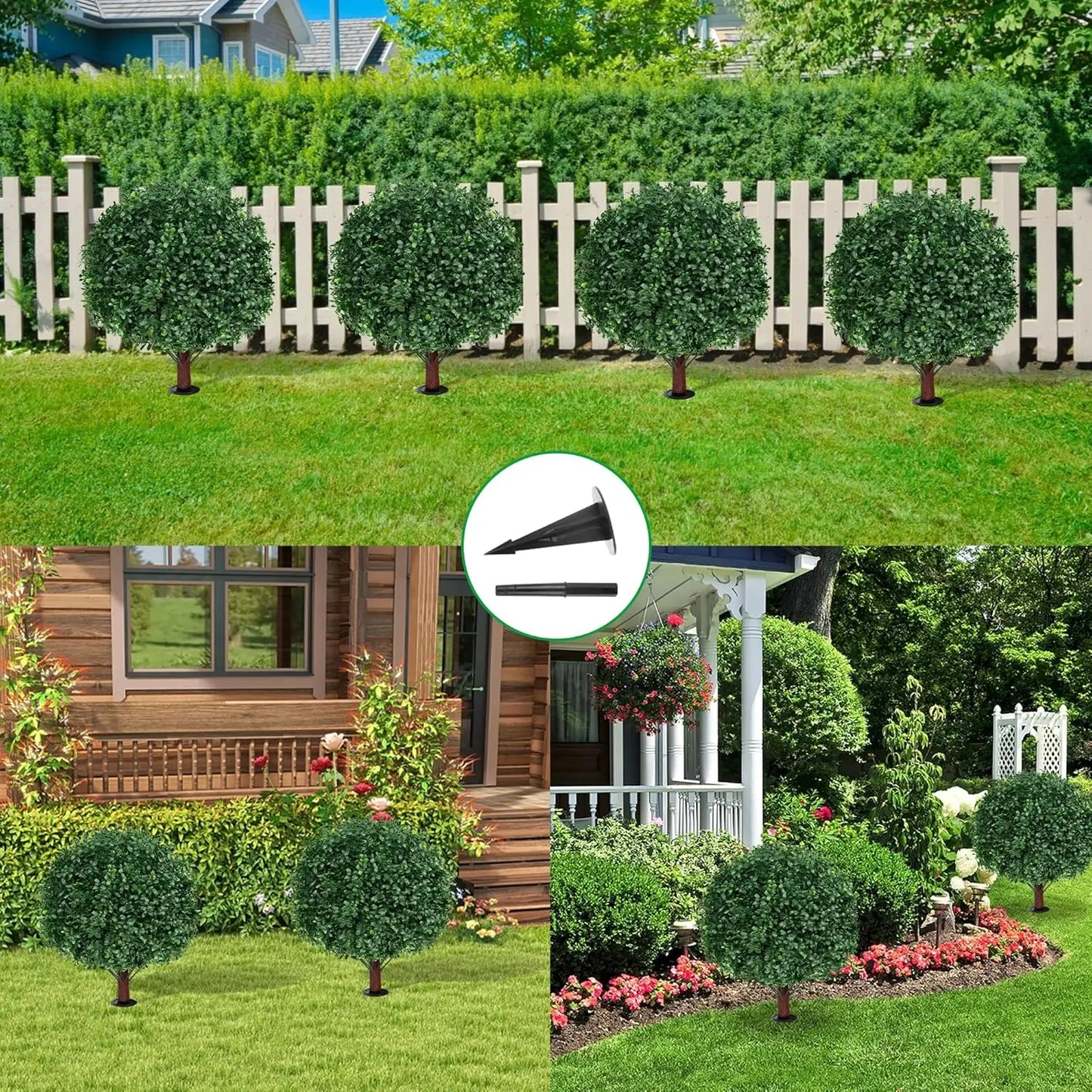 Artificial Boxwood Topiary Ball Tree With Ground Spike
