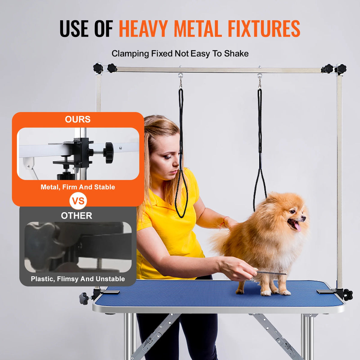 Foldable Stainless Steel Pet Grooming Table With Clamp