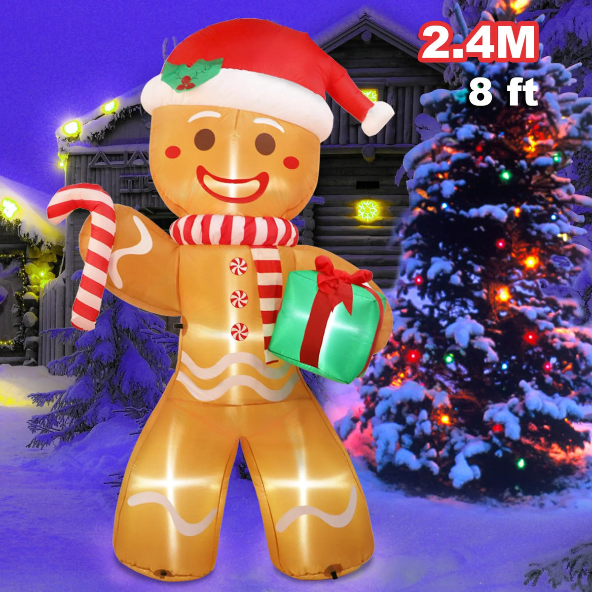 AlliLit LED Christmas Gingerbread Man Inflatable Decor