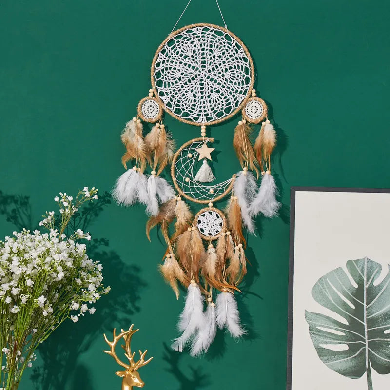 Handcrafted Moon Dream Catcher Bohemian Wall Decor
