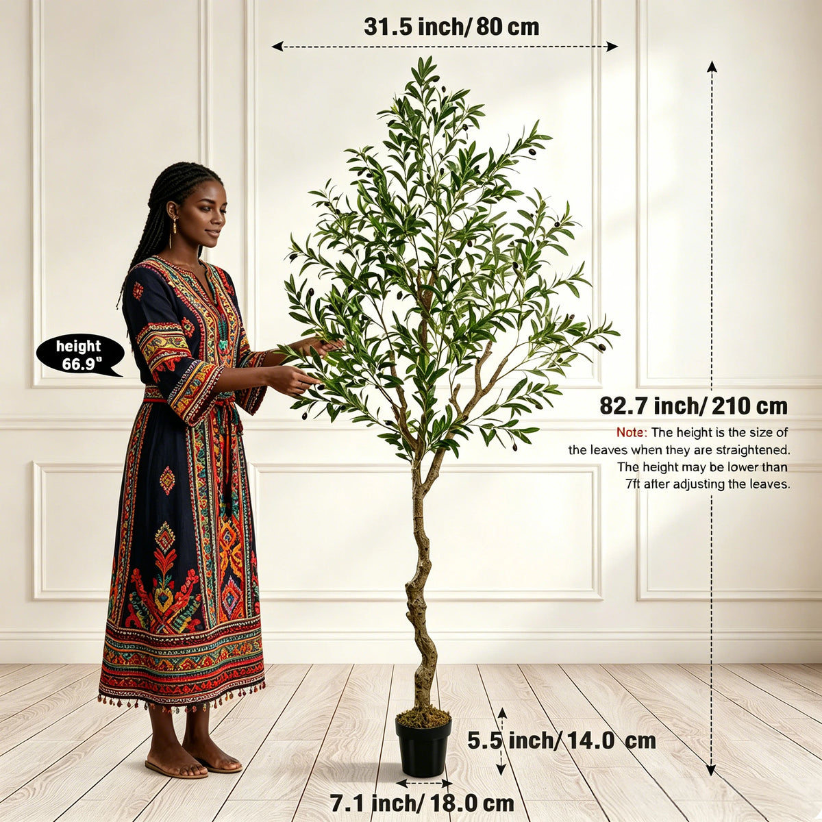 Olitree Faux Olive Tree With Wood Trunk And Pot