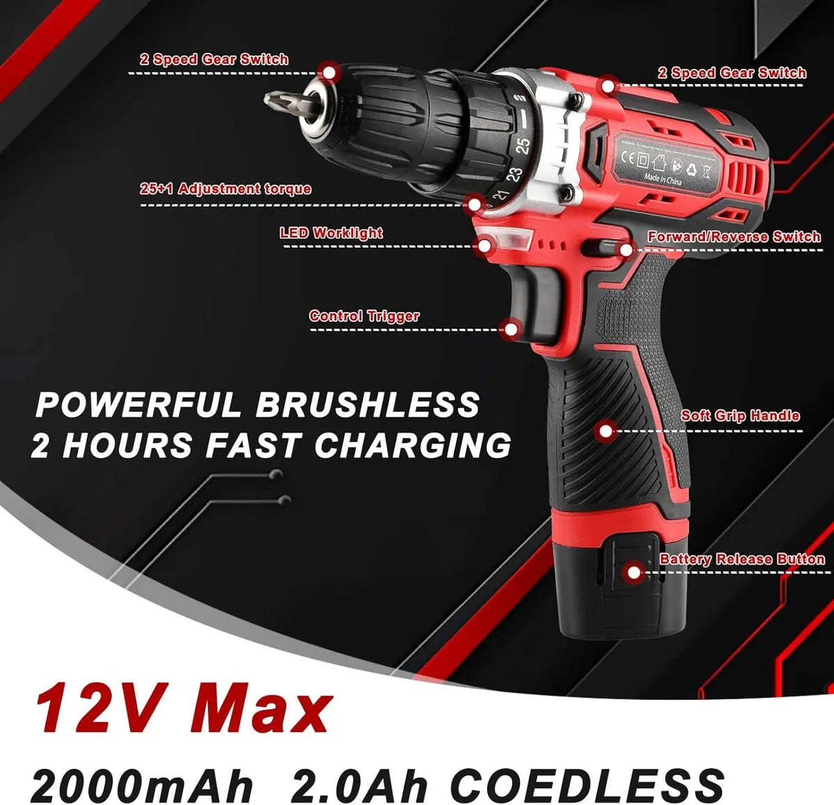Cordless Drill Home Repair And Maintenance Tool Set