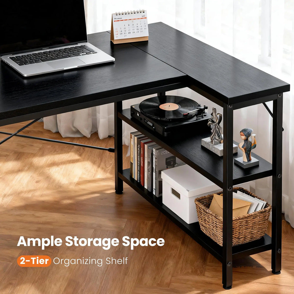 JHK L Shaped Computer Desk With Storage Shelves