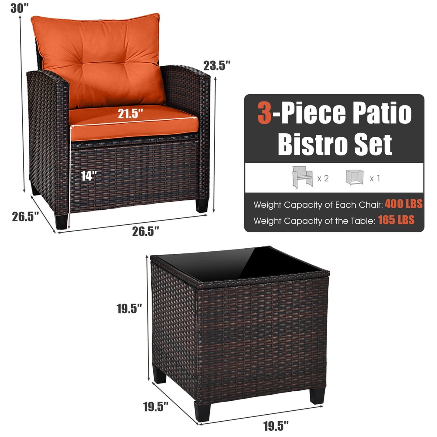 Homasis Outdoor Rattan Cushioned Conversation Set