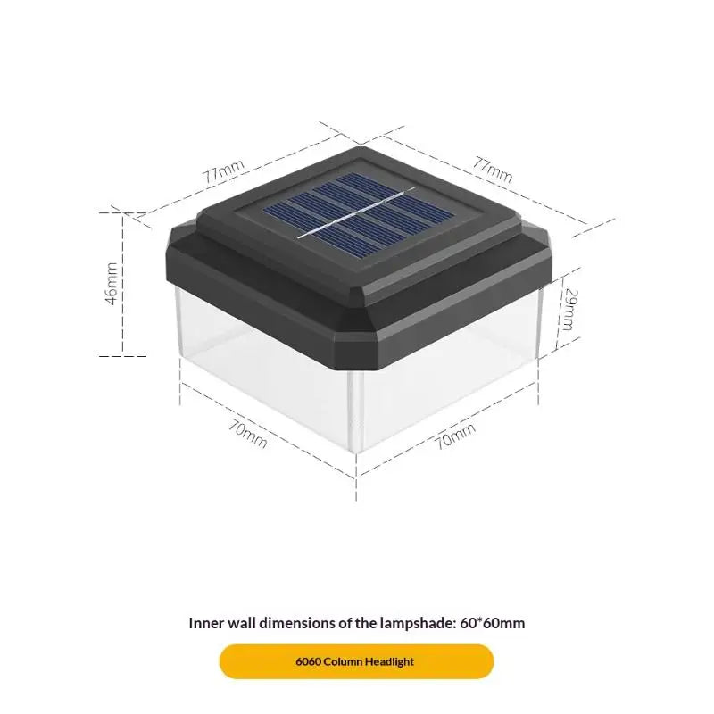 LED Solar Post Cap Light IP65 Waterproof Outdoor Use