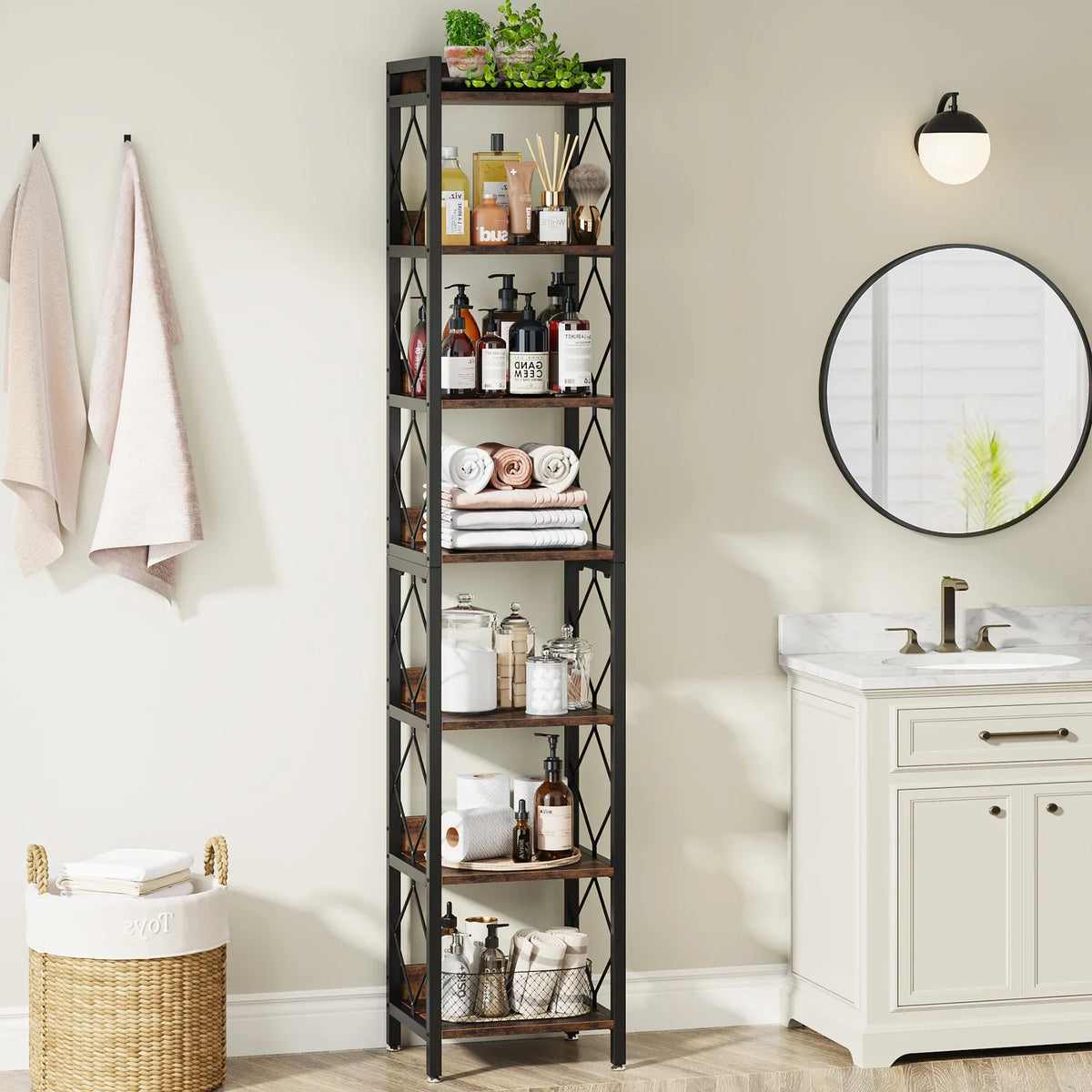 Tribesigns 7 Tier Modern Narrow Bookshelf