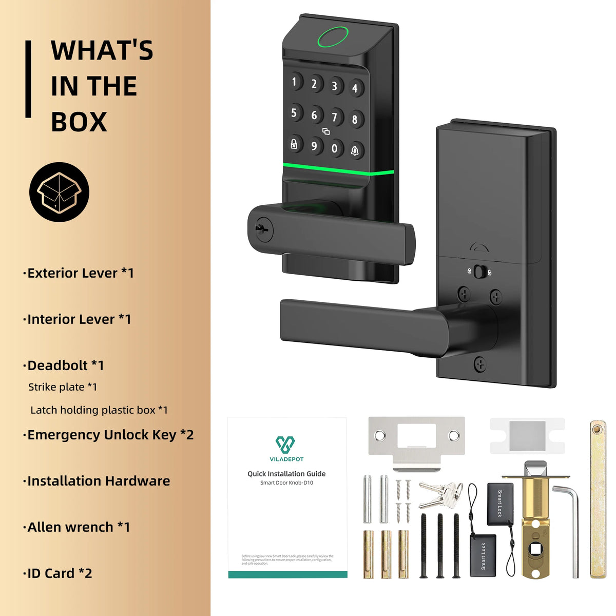 Viladepot Smart Fingerprint Door Lock With Keypad