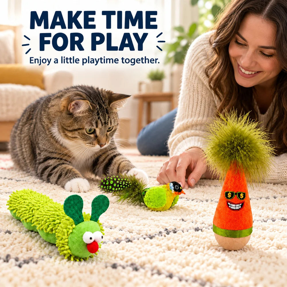 Zoe Interactive Cat Toy Set With Chirping Bird