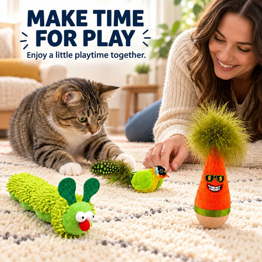 Zoe Interactive Cat Toy Set With Chirping Bird