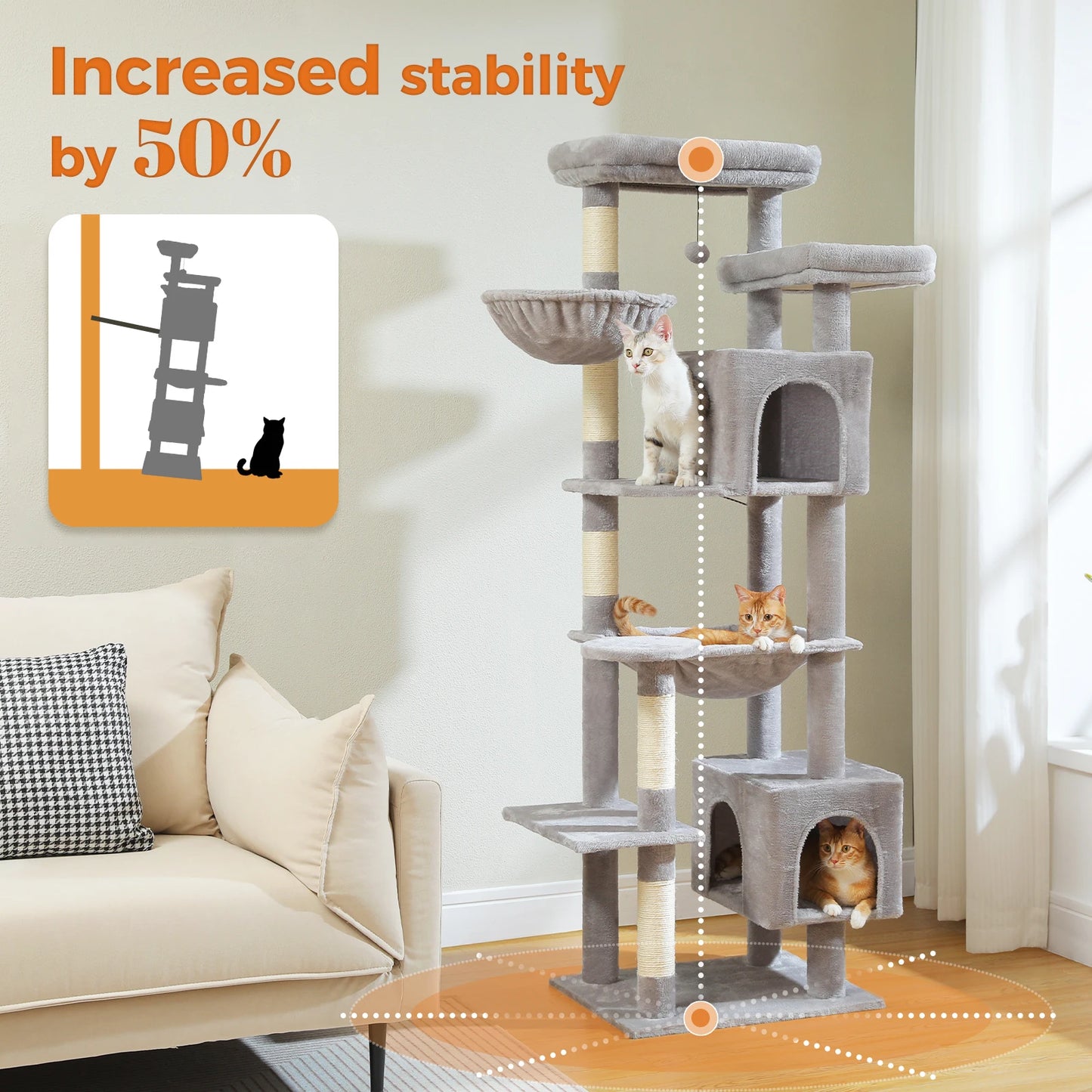 PAWZ Road Multi Tier Cat Tower With Hammock