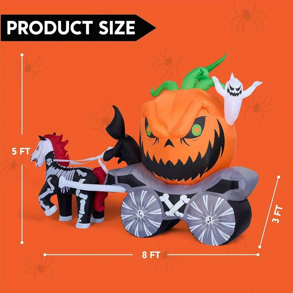 Halloween Inflatable Pumpkin Carriage With LED Lights