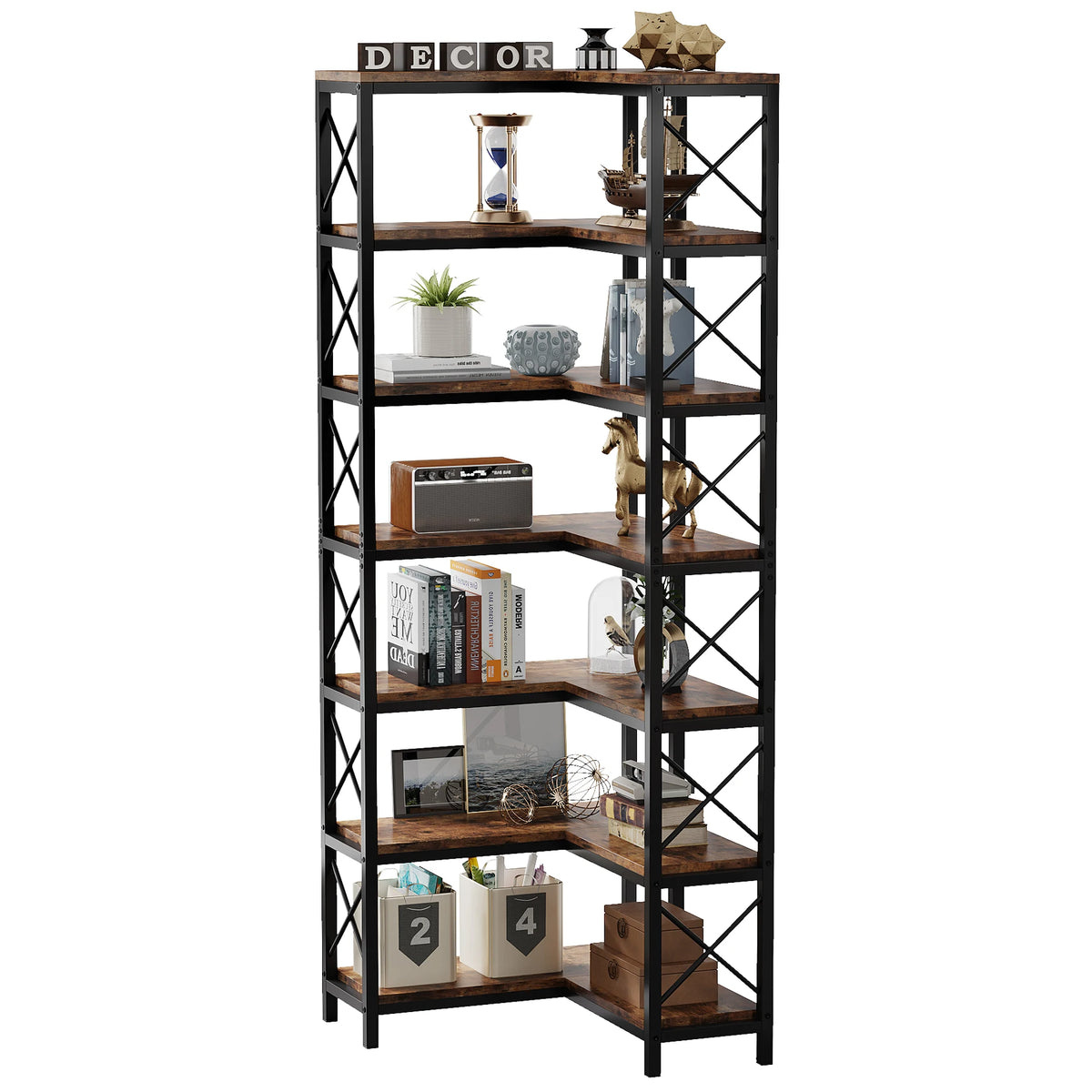 Tribesigns Modern Seven Tier Corner Bookcase