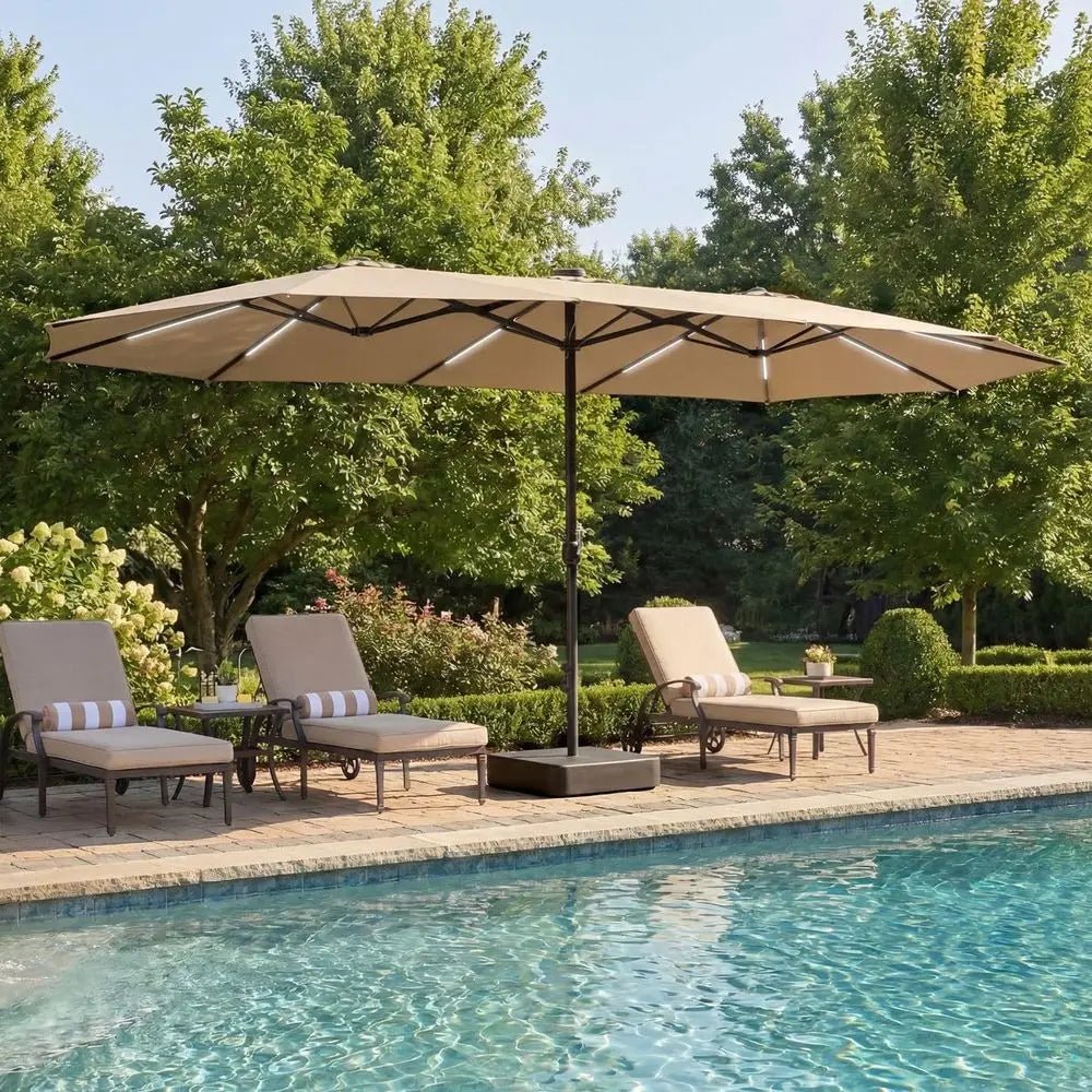 Lighted Outdoor Patio Umbrella With Crank