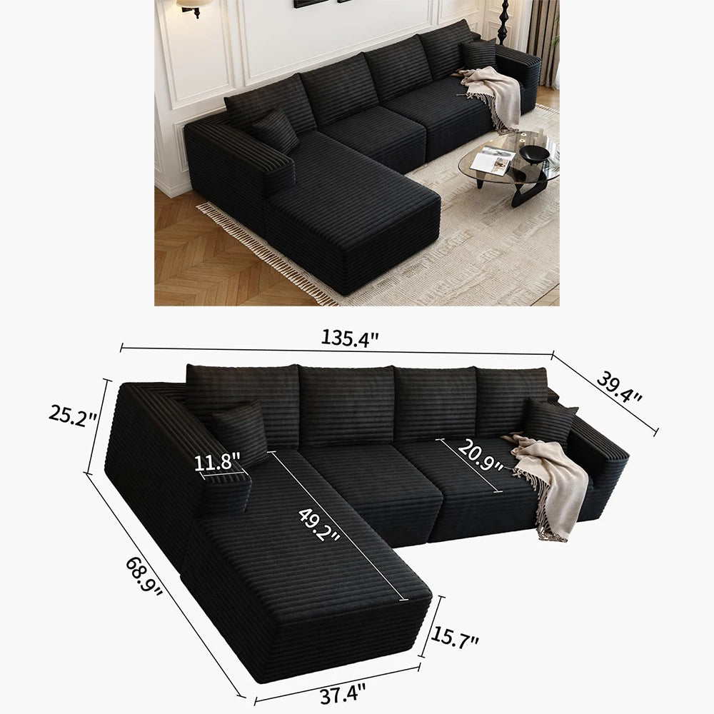YQXH Cloud Style Corduroy Modular Sectional Sofa