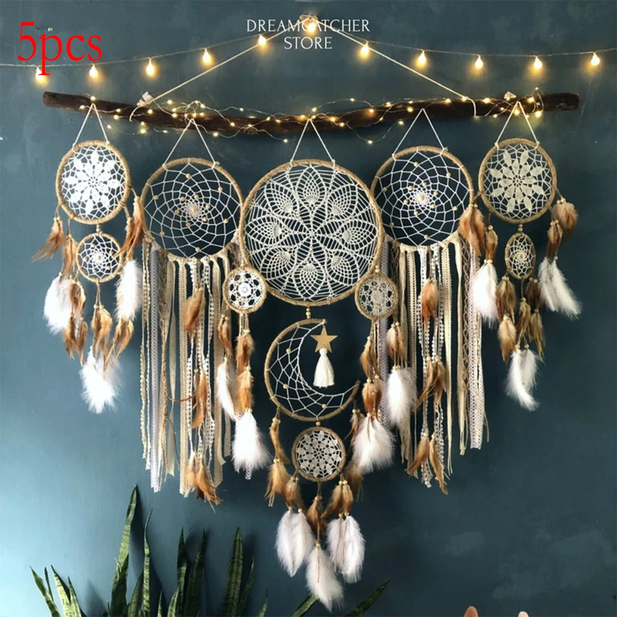 Handcrafted Moon Dream Catcher Bohemian Wall Decor