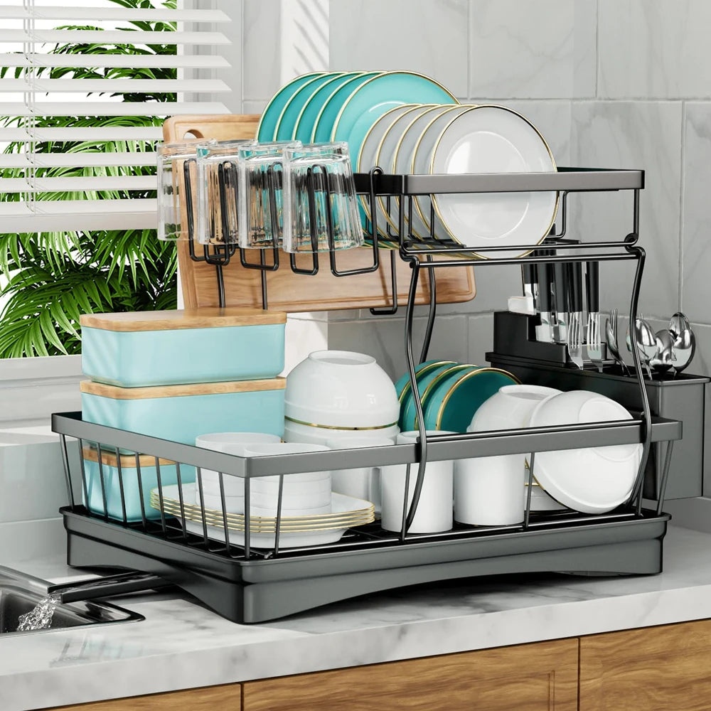Two Tier Kitchen Dish Drying Rack