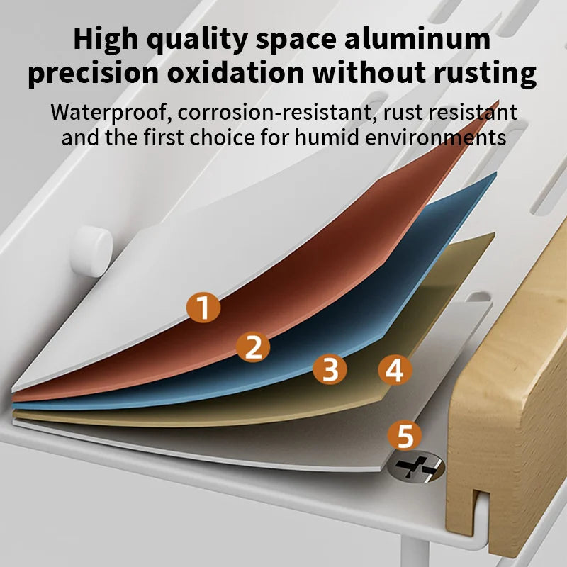 YUNJIEYA Aluminum Wall Mounted Bathroom Storage Shelf