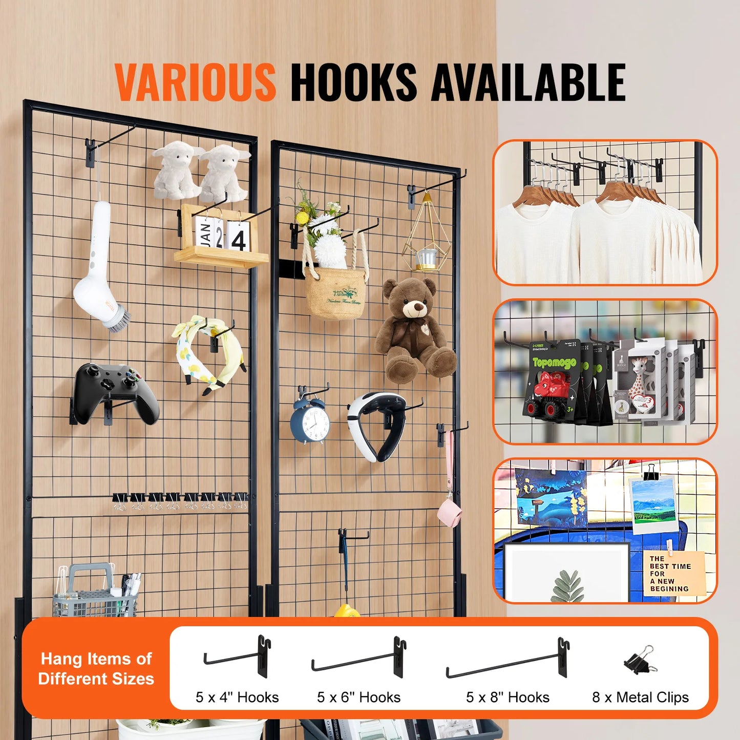 SucceBuy Grid Wall Panels Double Sided Display Rack