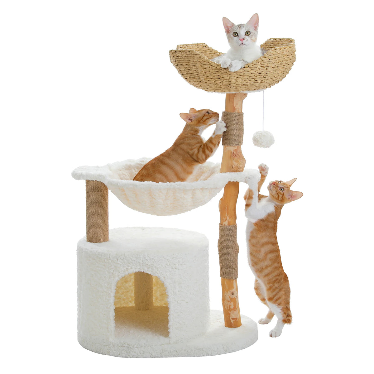 PAWZ Road Modern Cat Tree With Solid Wood Scratching Posts