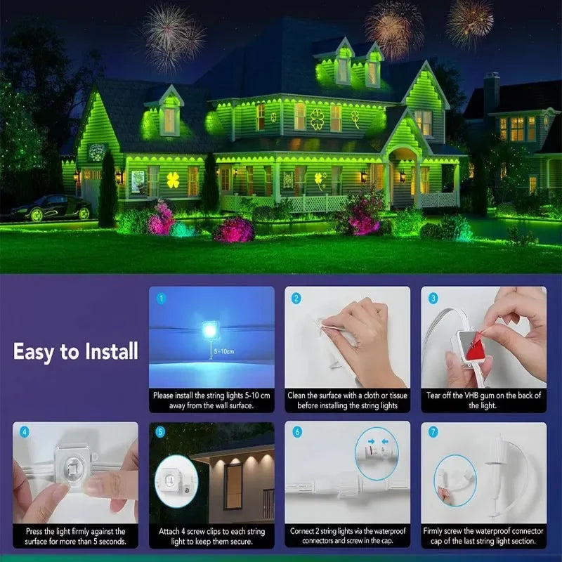 MIMIRGB Smart RGBIC Permanent Outdoor Eaves Lights
