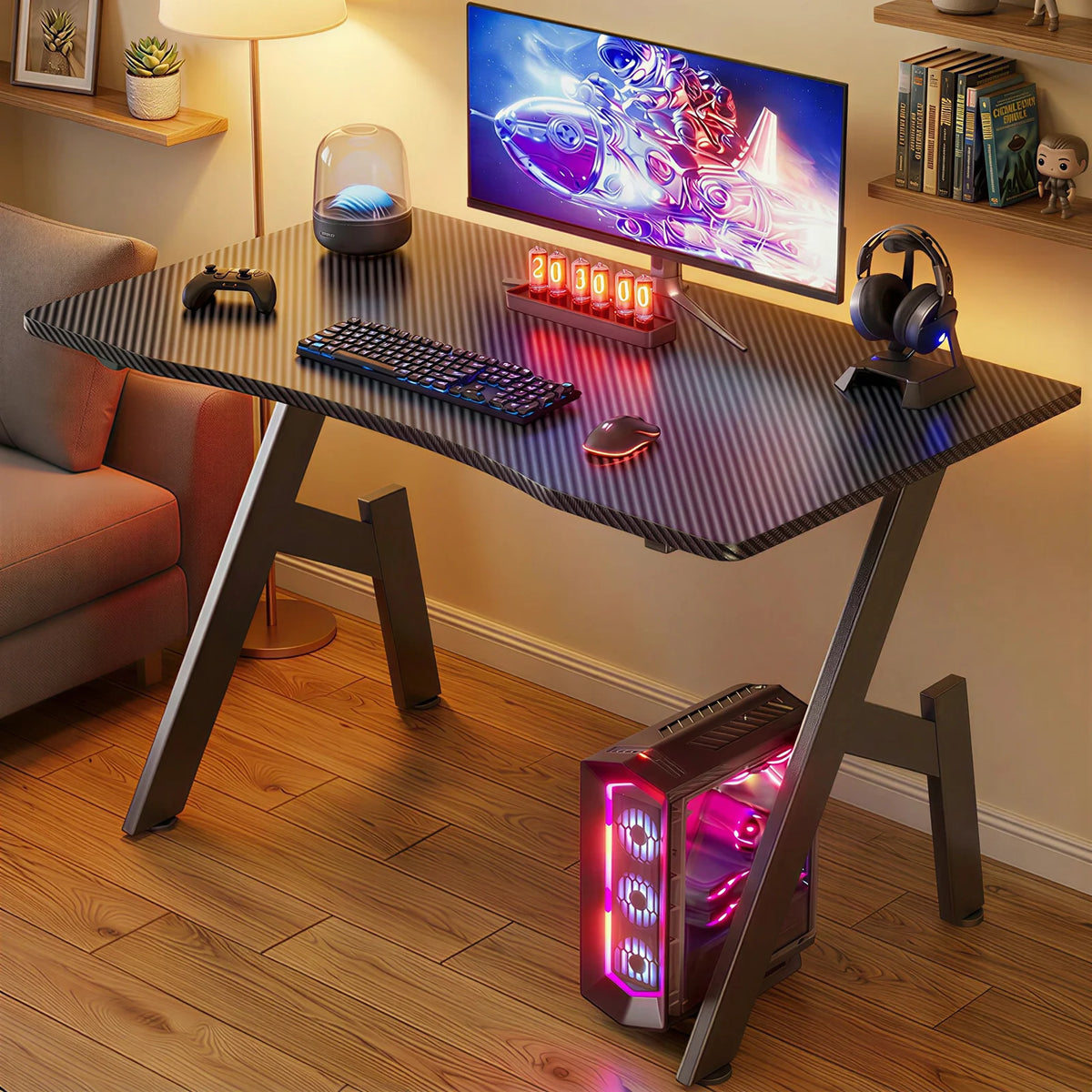 FRODROVIA A Shaped Gaming Desk With Cup Holder