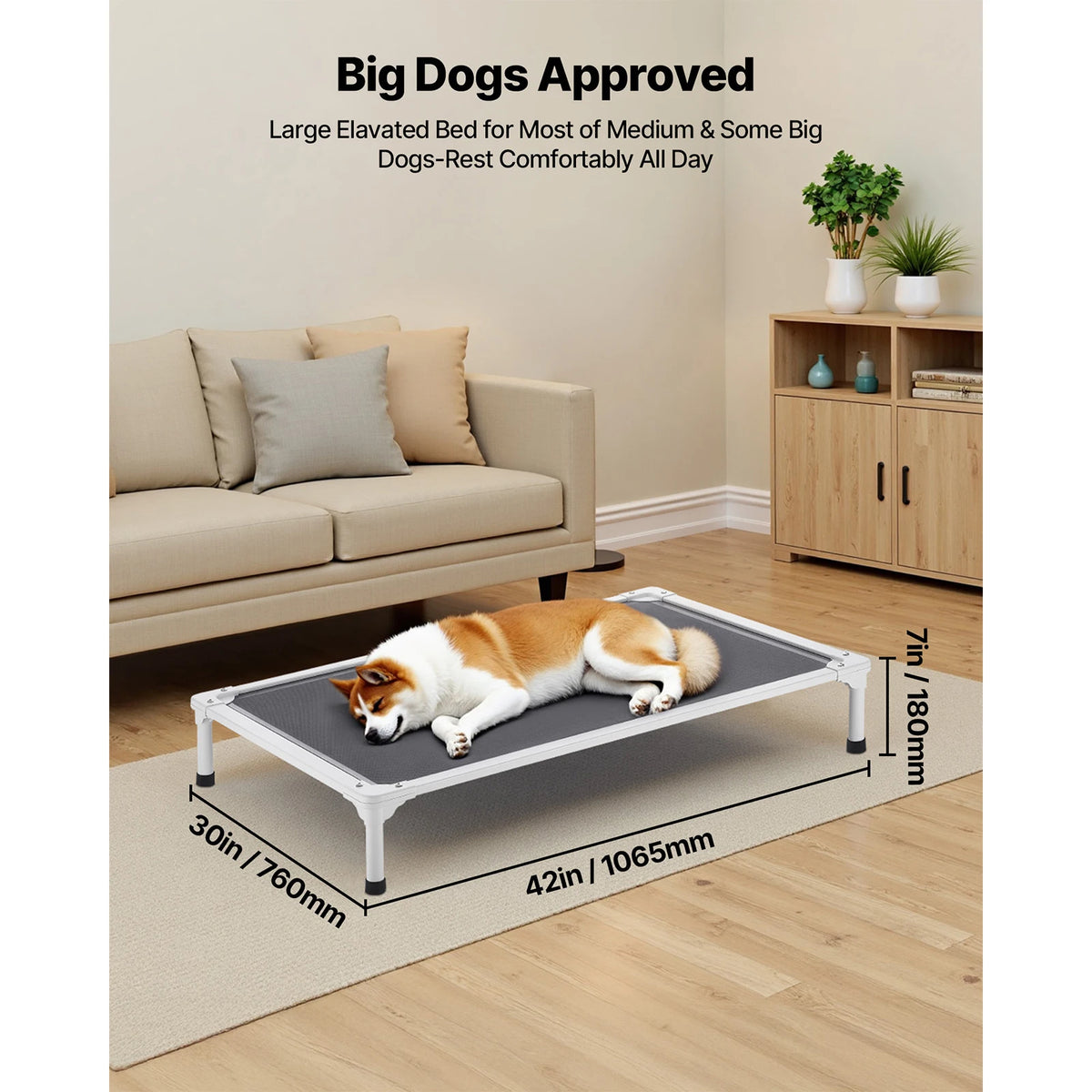SucceBuy Portable Elevated Dog Bed With Breathable Mesh