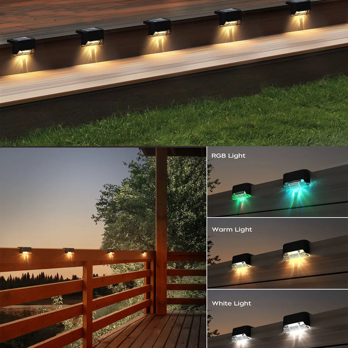 Solar Deck Lights Outdoor Waterproof LED Step Lights 4 Pack
