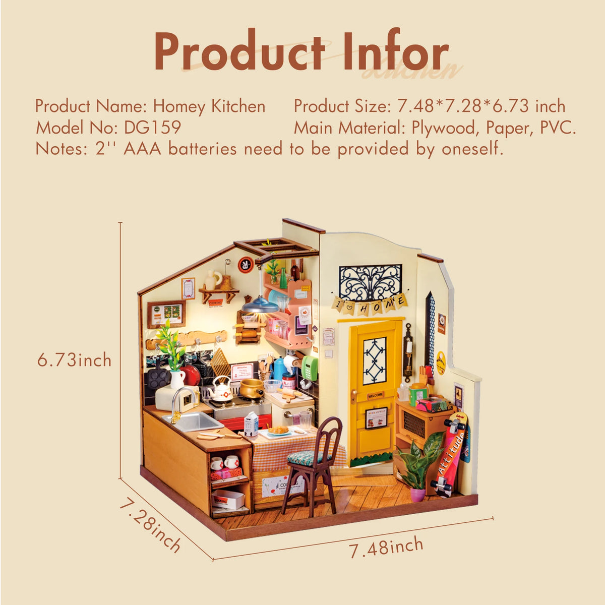 Rolife Cozy Kitchen DIY Wooden Miniature House Kit
