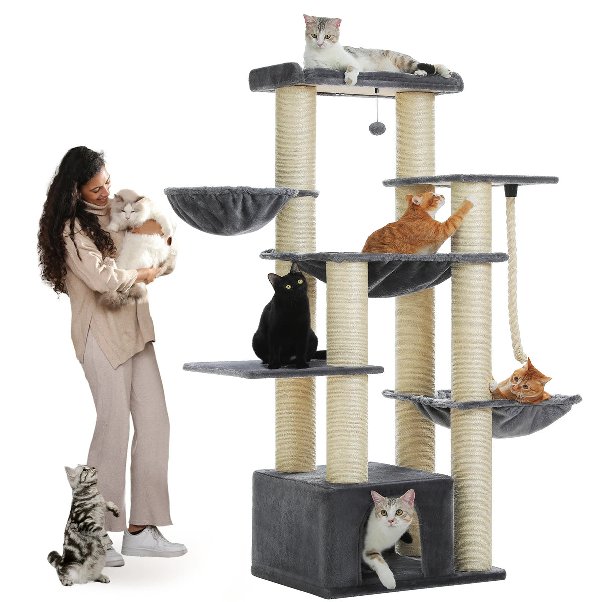 Pawz Road Large Multilevel Cat Tree With Hammock