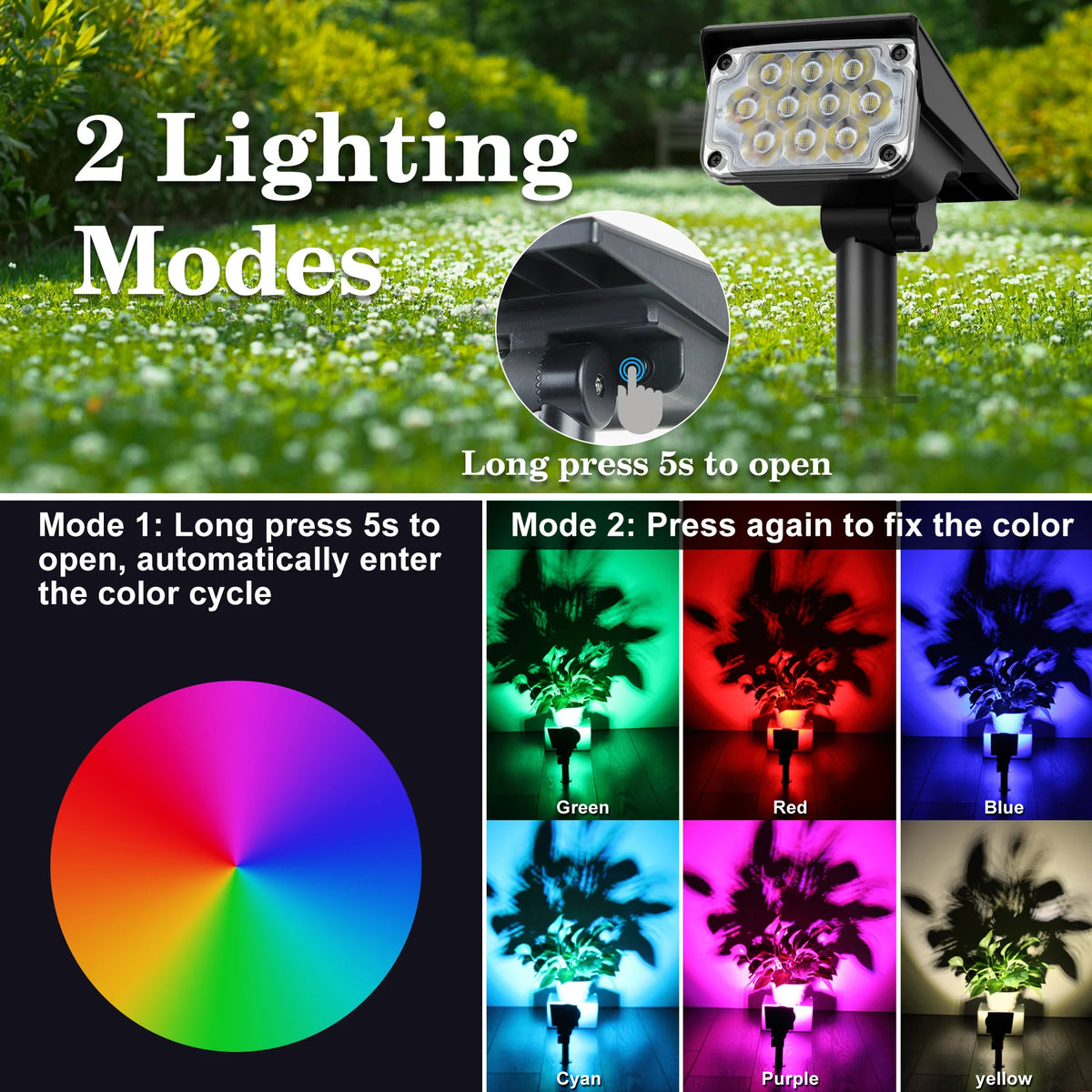 T-Sunrise Solar Garden Light Adjustable Outdoor Spotlight