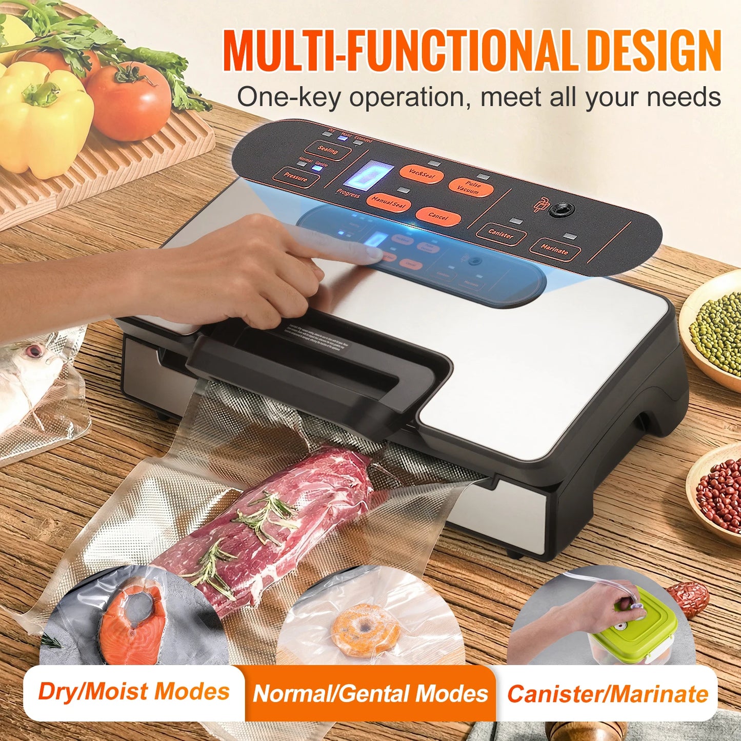 SucceBuy Vacuum Sealer 130W 90KPa With Free Vacuum Bags