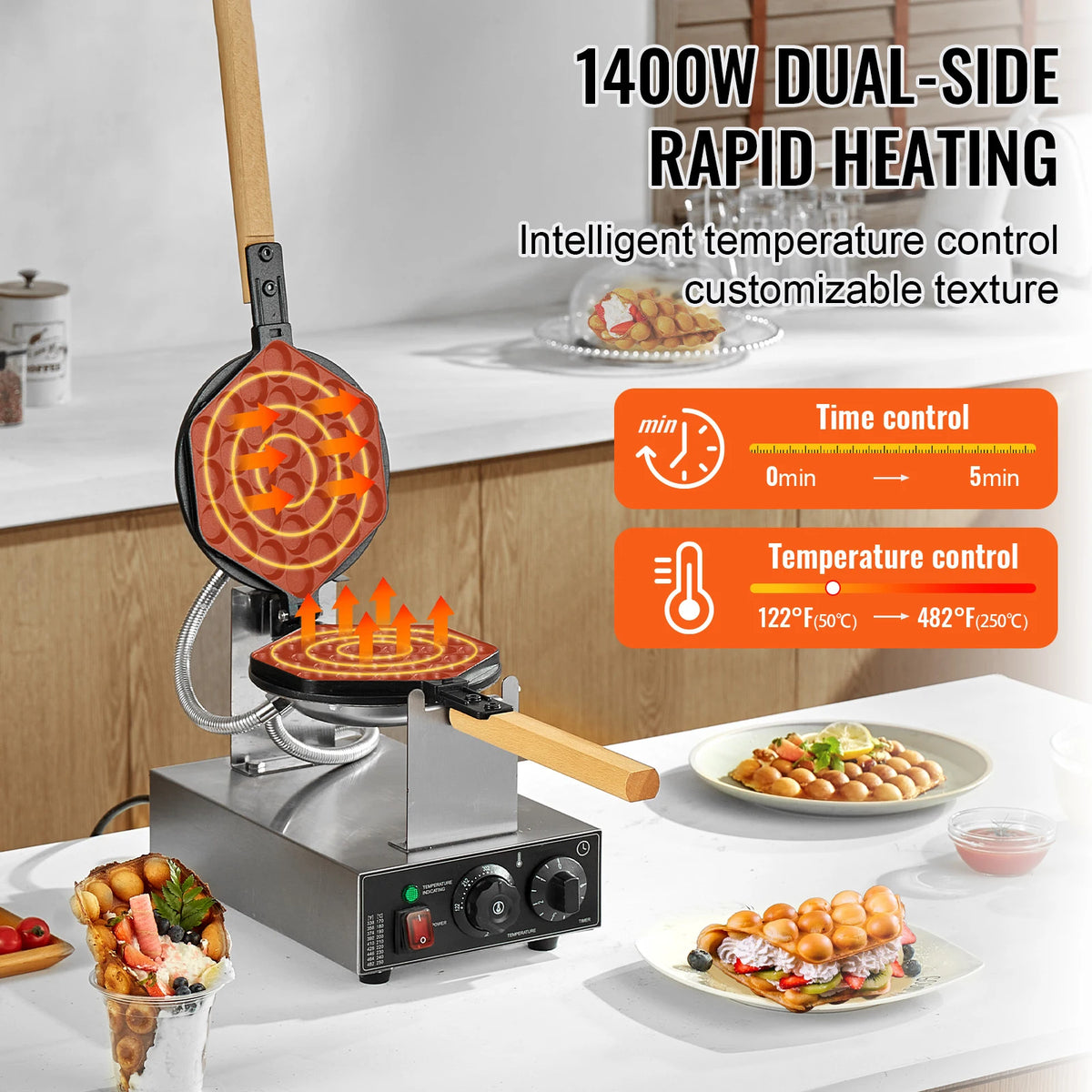 SucceBuy Commercial Nonstick Bubble Waffle Maker