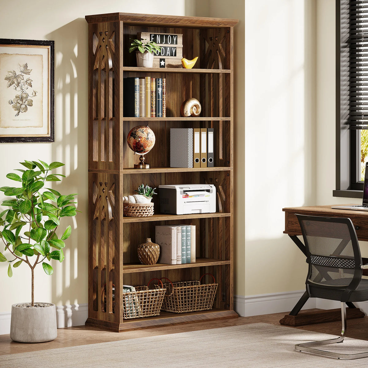 Tribesigns Six Tier Wooden Bookcase Freestanding Organizer