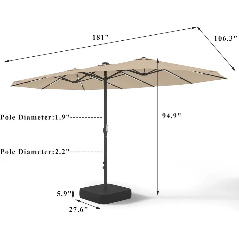 Lighted Outdoor Patio Umbrella With Crank