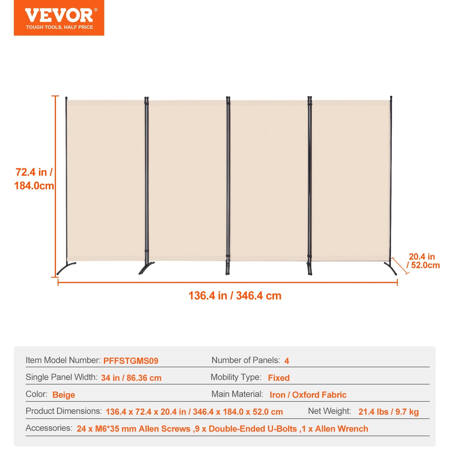 Compact Folding Room Divider Privacy Screen
