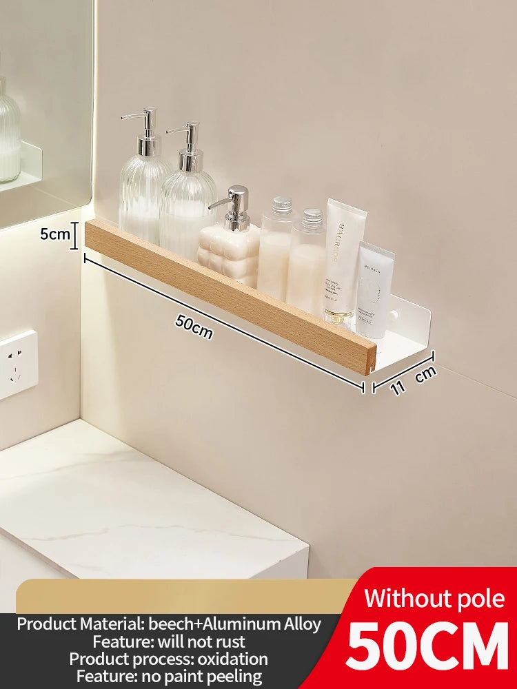 YUNJIEYA Aluminum Wall Mounted Bathroom Storage Shelf