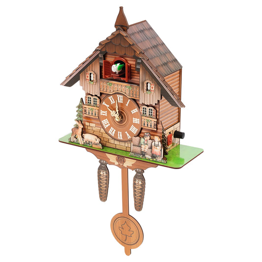 Vintage Wooden Cuckoo Wall Clock With Bird Chime