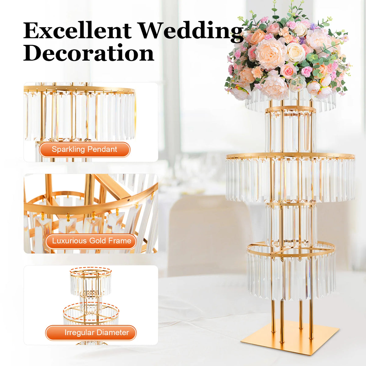 Five Tier Acrylic Crystal Flower Stand