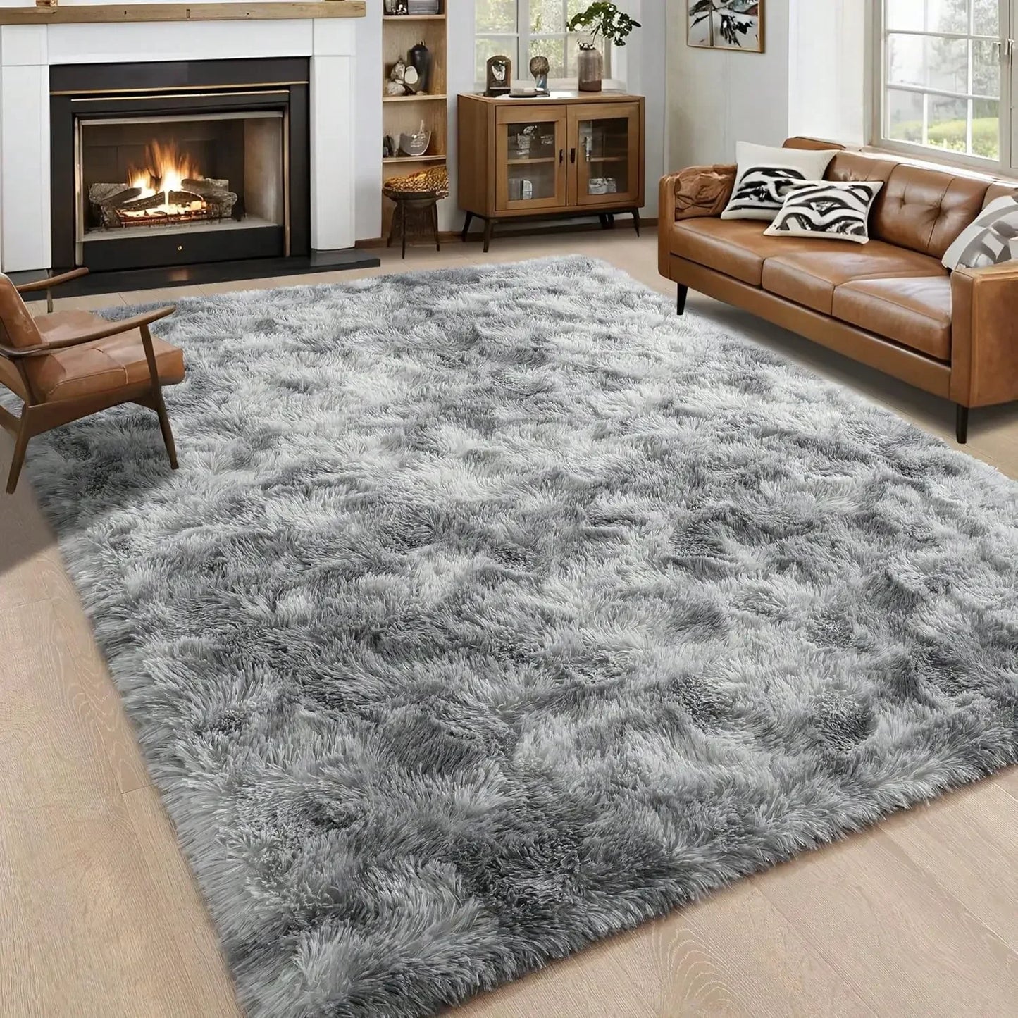 Thick Plush Polyester Carpet With Non Slip Backing