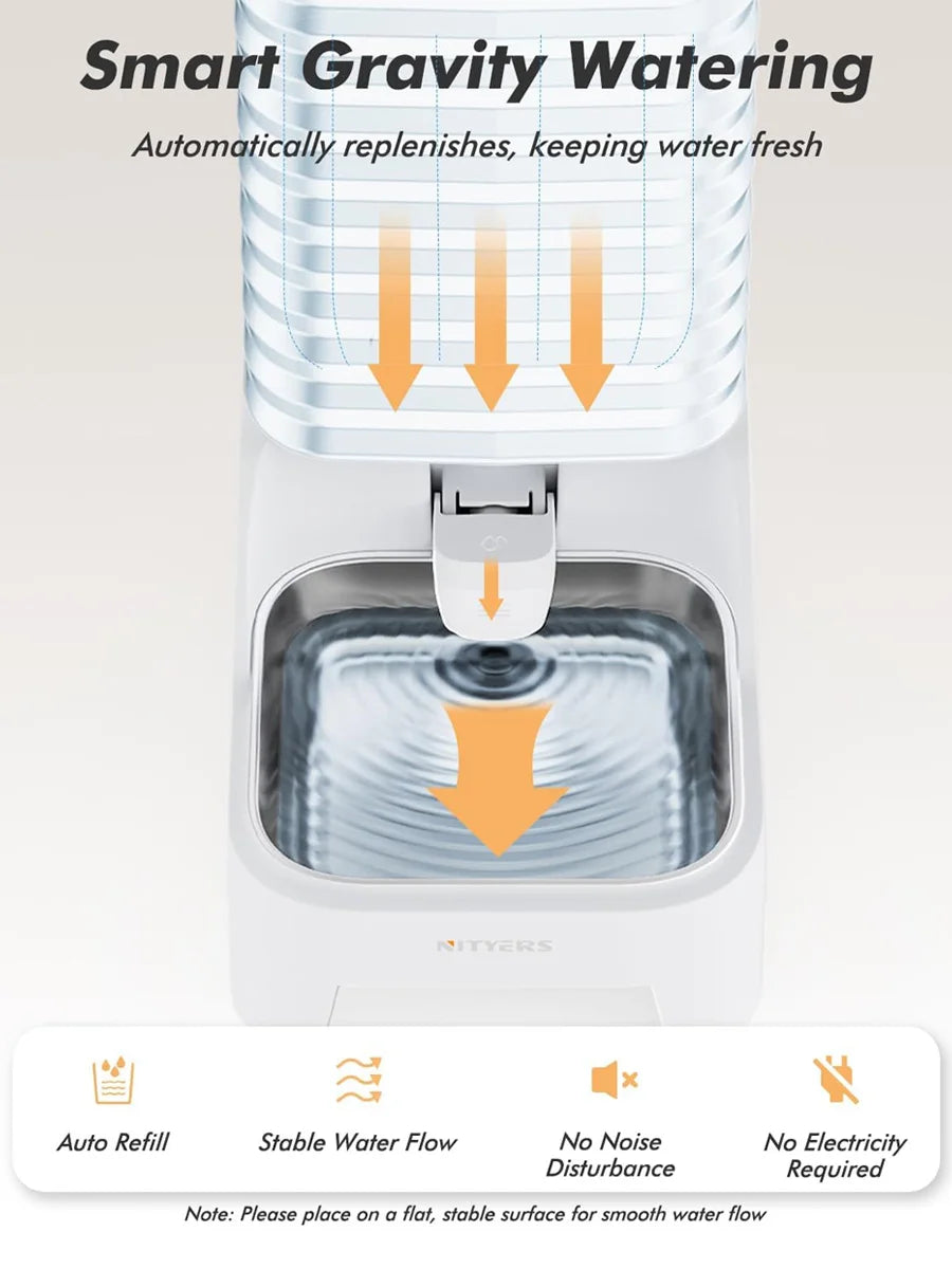 NITYERS Gravity Pet Water Dispenser With Steel Tray