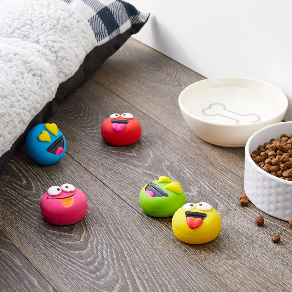 Multicolor Emoticon Latex Dog Toys With Squeakers