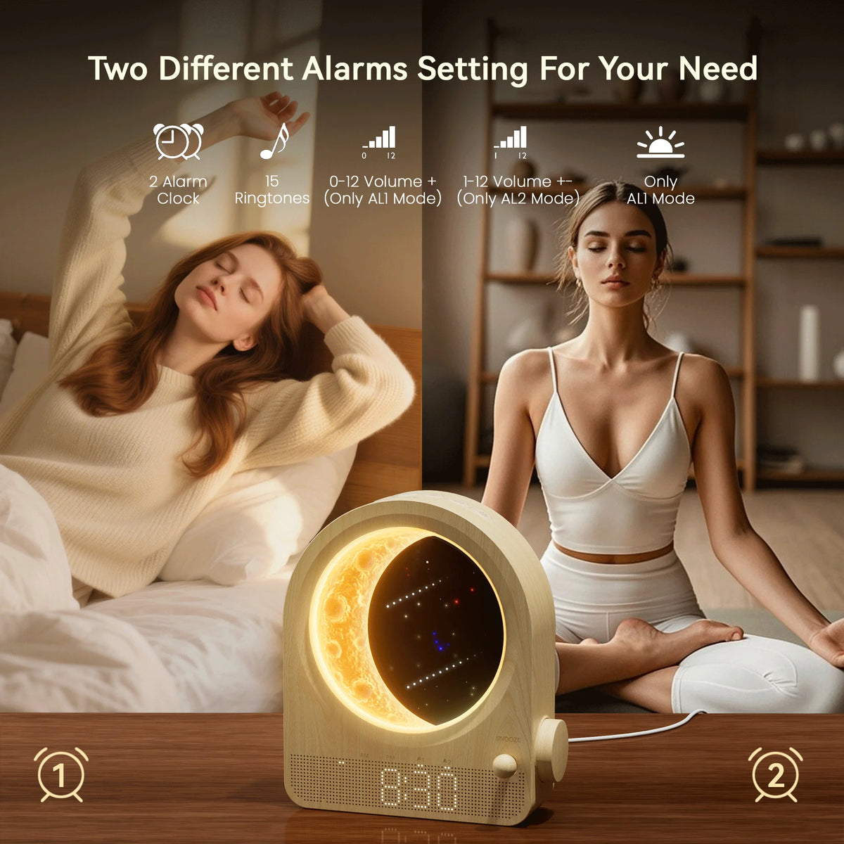 Blonbar Sunrise Alarm Clock With Moon Lamp