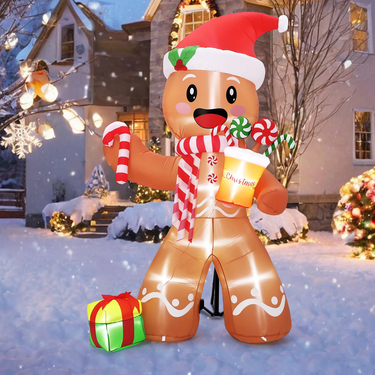 LED Inflatable Gingerbread Man Christmas Decoration
