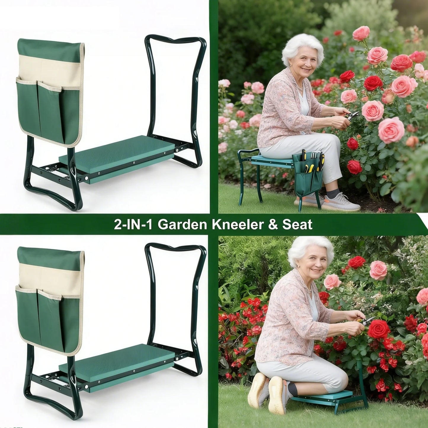 Foldable Garden Kneeler And Seat With Storage Bag