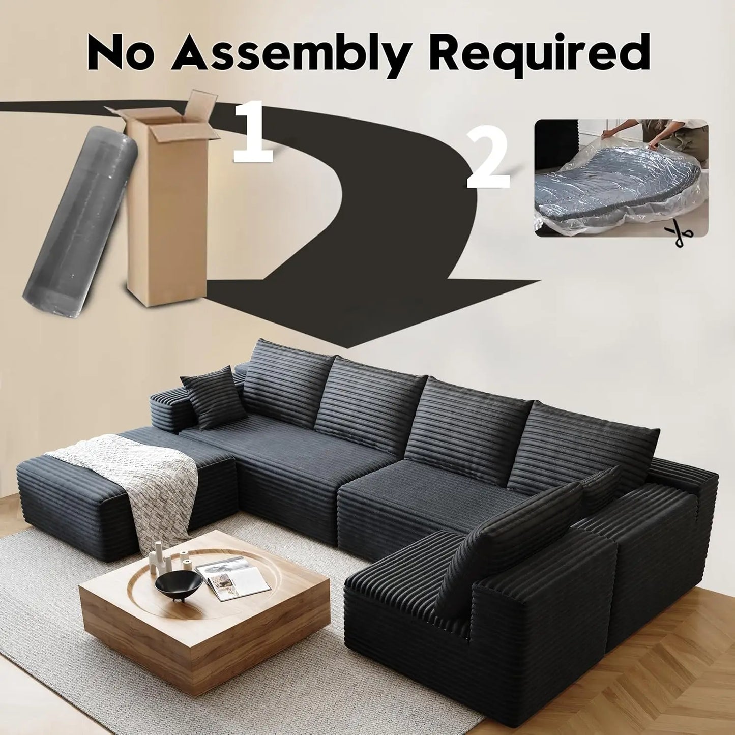 YQXH Cloud Style Corduroy Modular Sectional Sofa