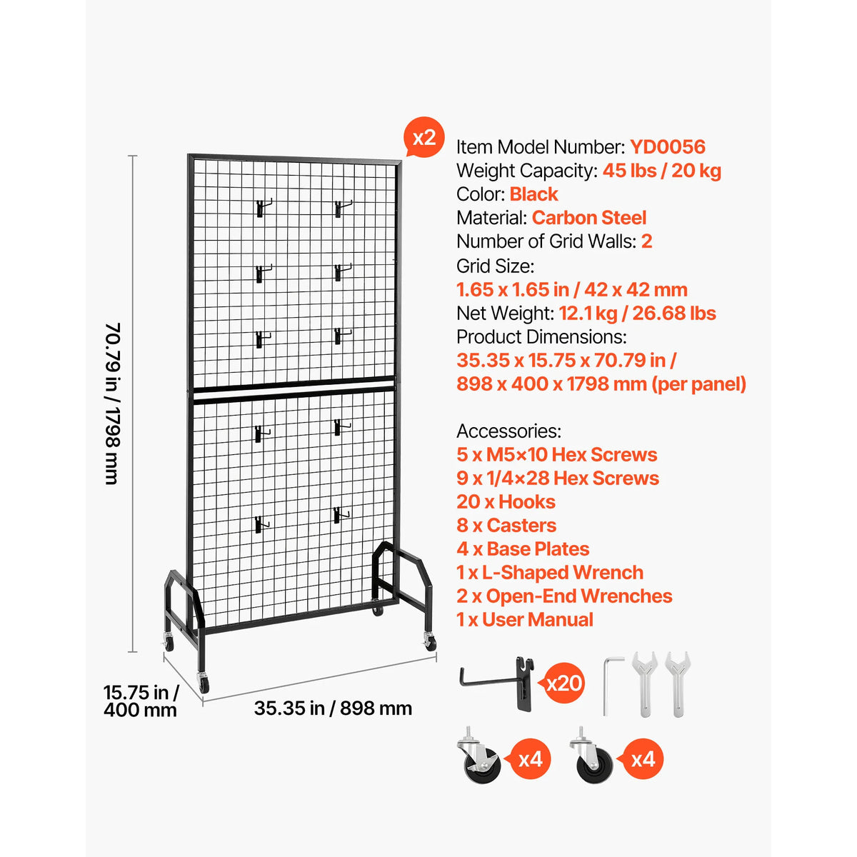 SucceBuy Carbon Steel Wire Grid Display Rack Panel