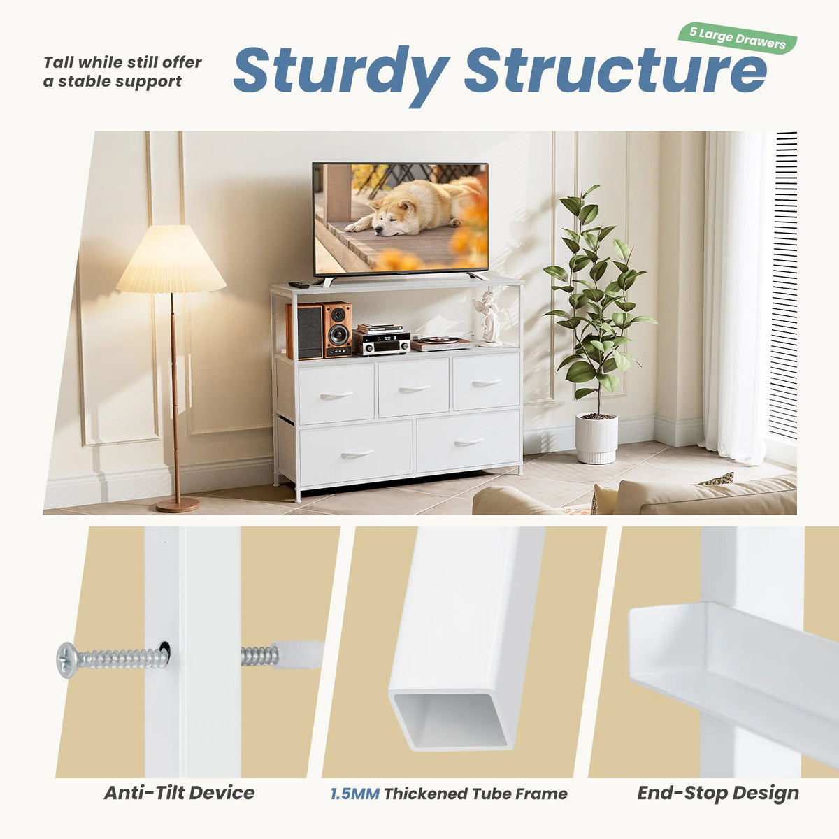 MCQ TV Stand Media Console With Storage Drawers