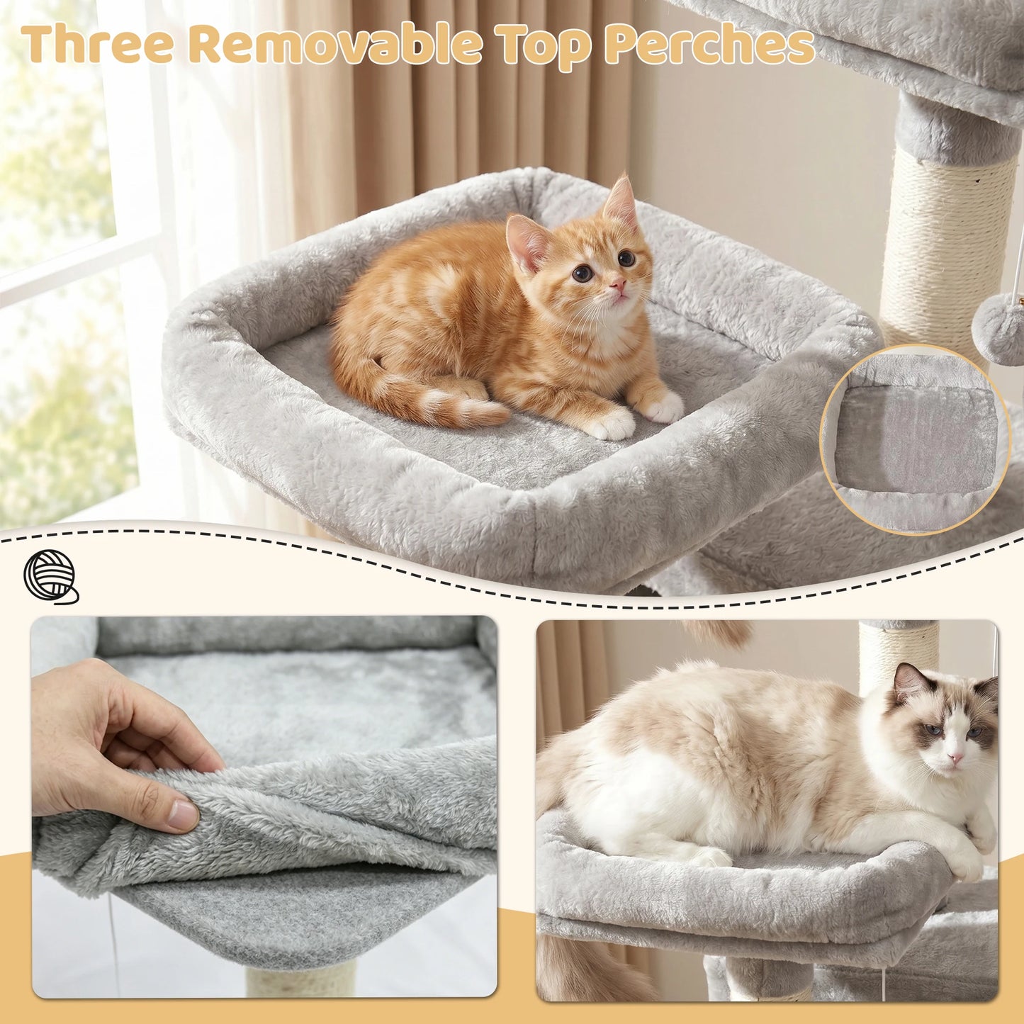 FOOWIN Cat Tree Tower With Scratching Posts And Condos